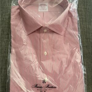 Brooks Brothers Madison Fit Red Striped Men's Shirt Size 17-36